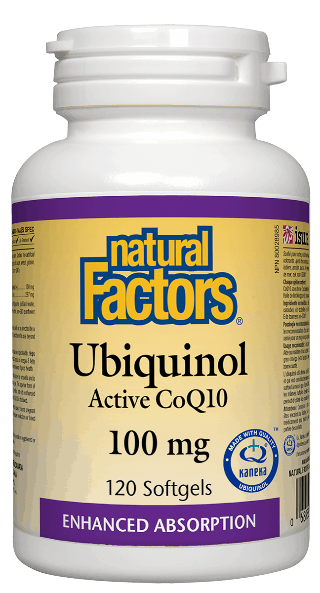Natural Factors Ubiquinol QH Active CoQ10, 100 mg, 120 softgels Canadian