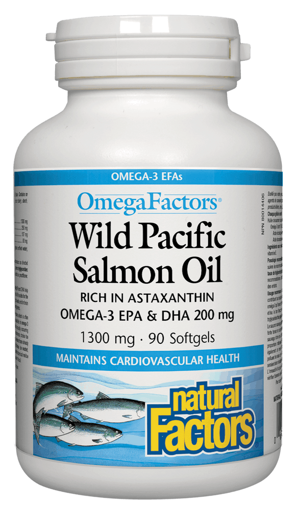 Natural Factors Wild Pacific Salmon Oil, 1000 mg, 90 softgels