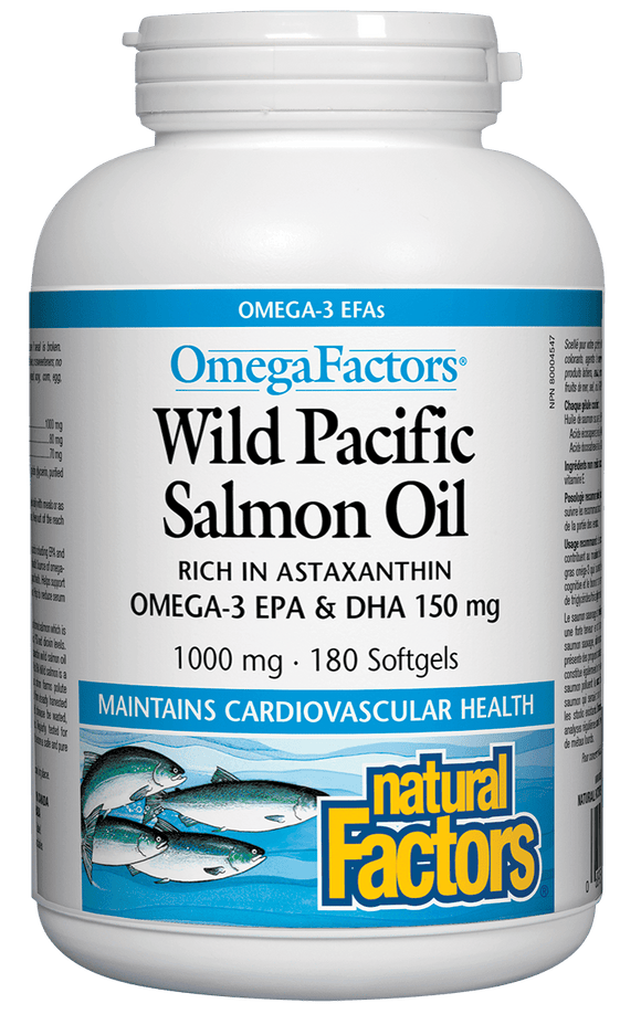 Natural Factors 野生太平洋三文魚油， 1000毫克，180粒軟膠囊