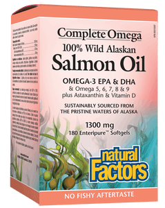 NF 100%野生阿拉斯加三文魚油,含Omega -3,5,6,7,8 &9,蝦青素和維生素D,1300毫克,180粒