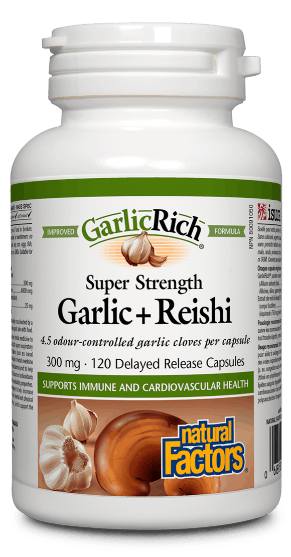 Natural Factors Garlic + Reishi 300 mg 120 veg caps