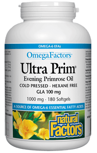 Natural Factors Ultra Prim Evening Primrose Oil, 1000mg, 180 softgels