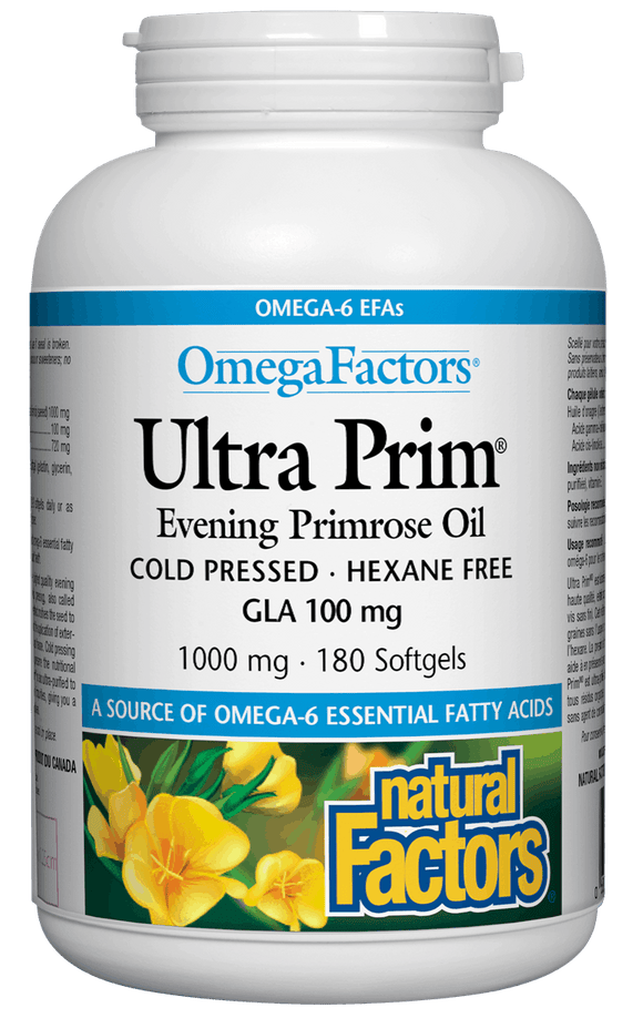 Natural Factors Ultra Prim Evening Primrose Oil, 1000mg, 180 softgels