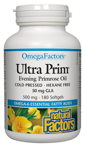 Natural Factors Ultra Prim Evening Primrose Oil, 500mg, 180 softgels