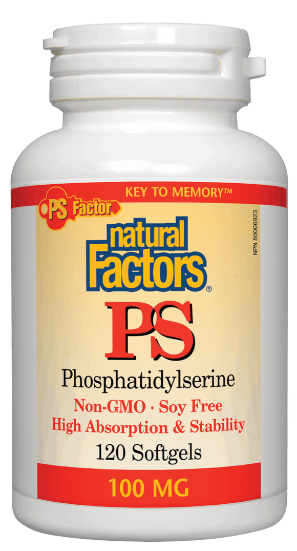 Natural Factors 高含量聪明素-磷脂酰丝氨酸(PS),100毫克,120粒软胶囊