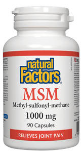 Natural Factors MSM (Methyl-Sulfonyl-Methane), 1000 mg, 90 caps