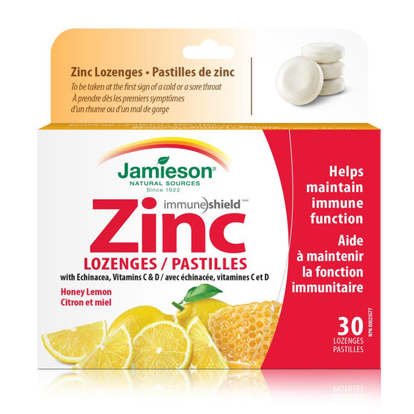 Jamieson 免疫力支持锌锭剂，30片 柠檬薄荷口味