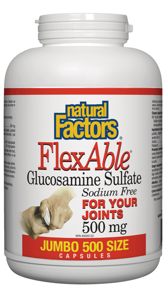 Natural Factors FlexAble™ Glucosamine Sulfate, Sodium Free, 500 capsules