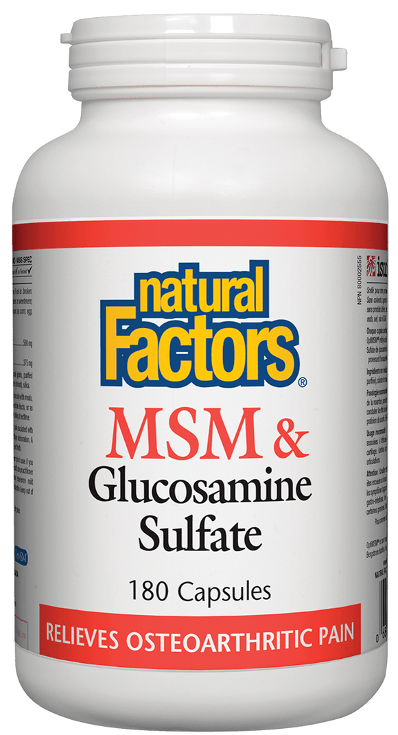 Natural Factors MSM & 氨基葡萄糖硫酸鹽，180粒