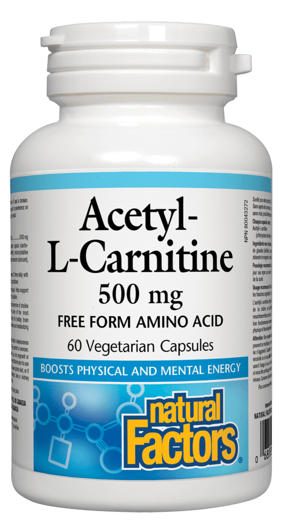 Natural Factors Acetyl-L-Carnitine 500mg, 60 vegicaps