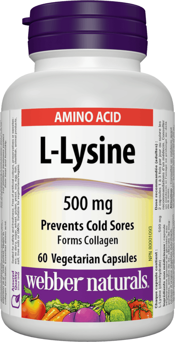 Webber Naturals L-Lysine, 500 mg 60 veg capsules