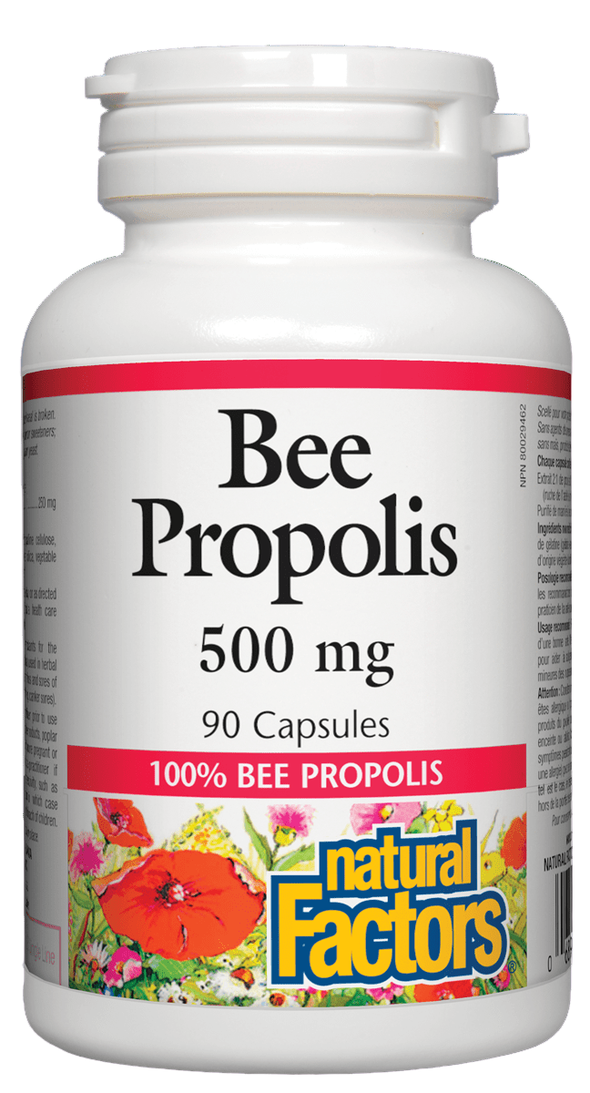 Natural Factors Bee Propolis 500 mg Canadian label sold by natvd.com