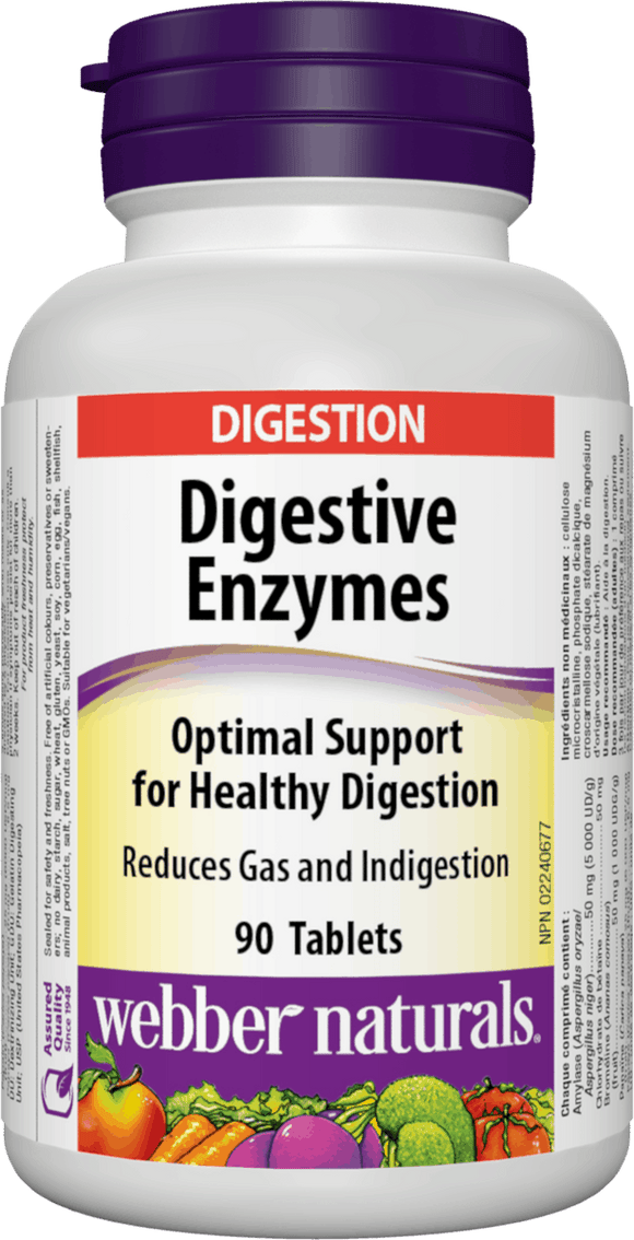 Webber Naturals Digestive Enzymes for Proteins and Carbohydrates, 90 tablets