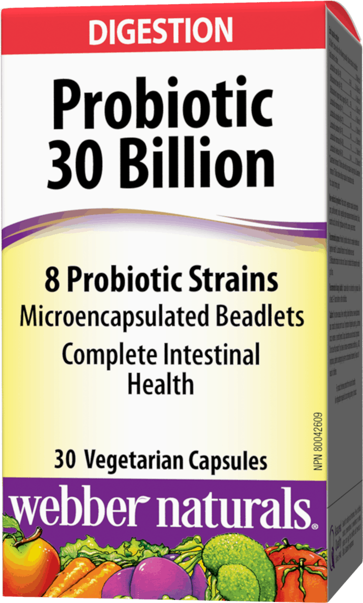 Webber Naturals Probiotic 30 Billion 8 Probiotic Strains 30 Capsules canadian packaging version