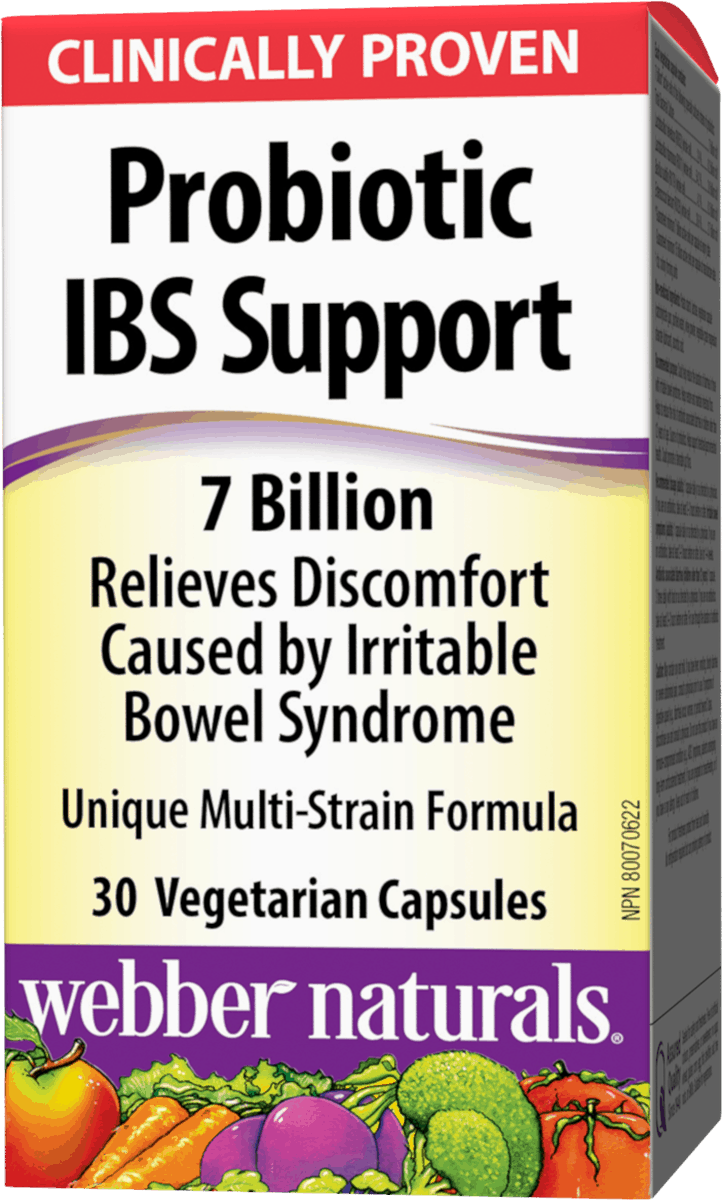 Webber Naturals Probiotic IBS Support 30 Vegetarian Capsule Canadian packaging