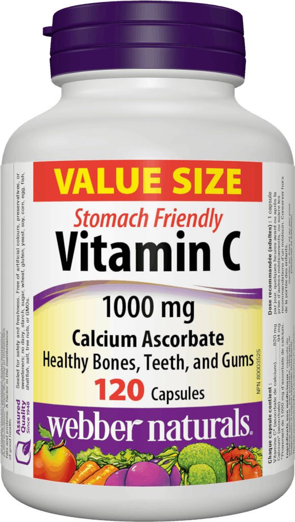 Webber Naturals Stomach Friendly Vitamin C 1000 mg 120 capsules