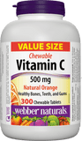 Webber Naturals Vitamin C 500 mg Orange 300 Chewable tablets