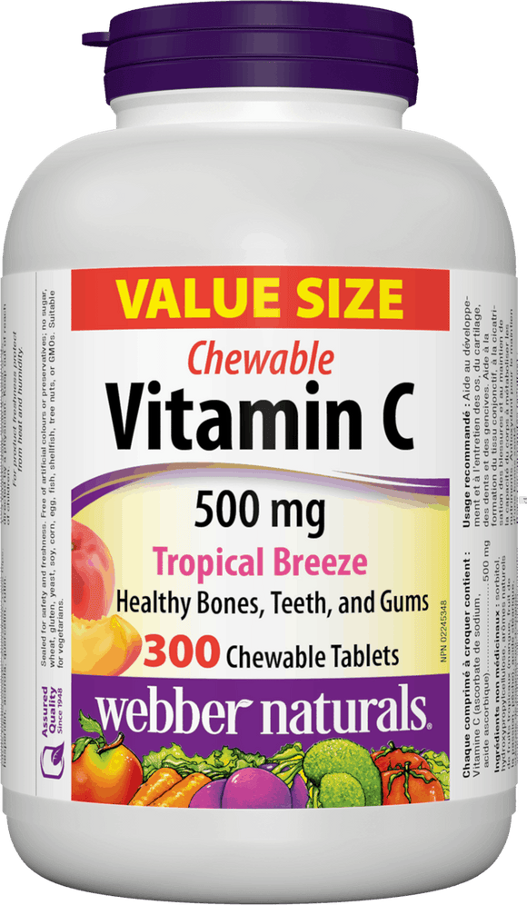 Webber Naturals Vitamin C 500 mg Tropical Flavour 300 tablets