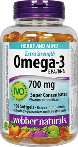 Webber Naturals Omega-3 Extra Strength, 700 mg EPA/DHA, 100 Clear Enteric Softgels