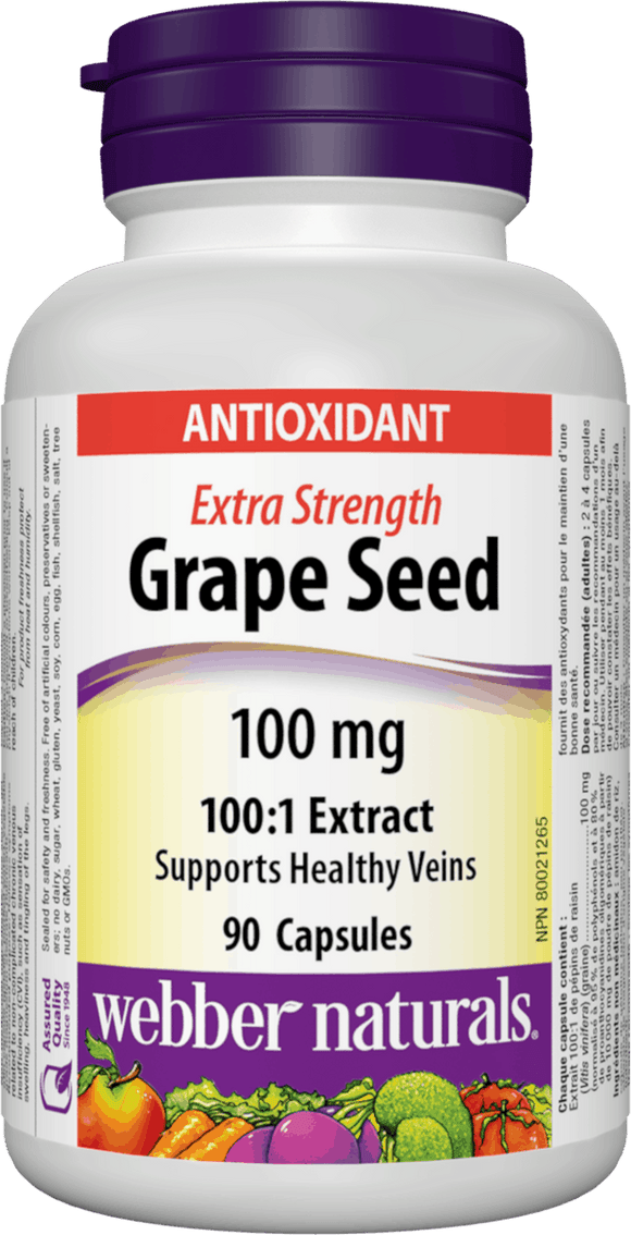 Webber Naturals Grape Seed Extract, 100mg, 90 caps