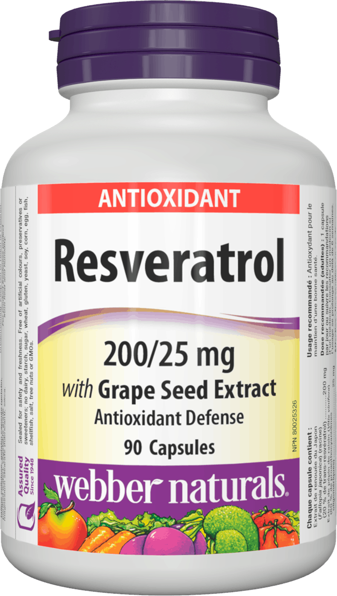 Webber Naturals Resveratrol with Grape Seed Extract, 200mg/25mg, 90 capsules