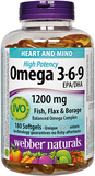 Webber Naturals Omega 3-6-9 High Potency 1200 mg · Fish, Flax & Borage