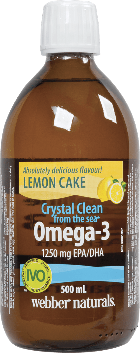 Webber Naturals Crystal Clean Omega-3, Lemon Cake, 500mL