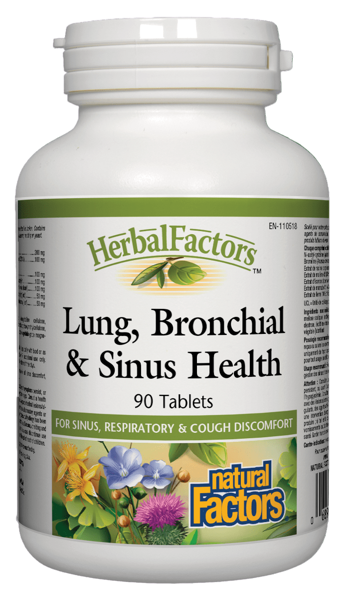 Natural Factors Lung, Bronchial & Sinus Health, 90 tabs 然自自然 natvd.com