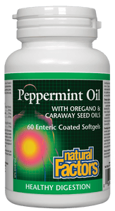 Natural Factors Peppermint Oil Complex with Oregano Oil, 60 enteric-coated softgels