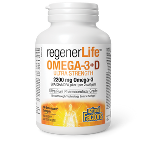 Natural Factors RegenerLife OMEGA-3+D Ultra Strength, 90 Enteripure Softgels