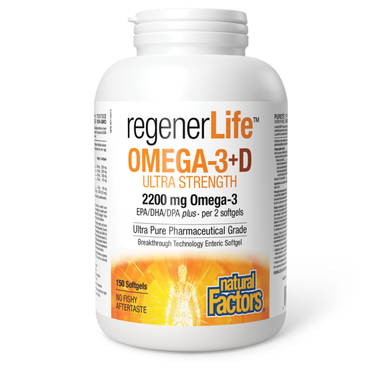 Natural Factors RegenerLife 強效魚油 OMEGA-3+ 維生素 D ，150 粒軟膠囊