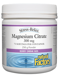 Natural Factors Stress-Relax Magnesium Citrate Powder 300 mg, Berry  250 g