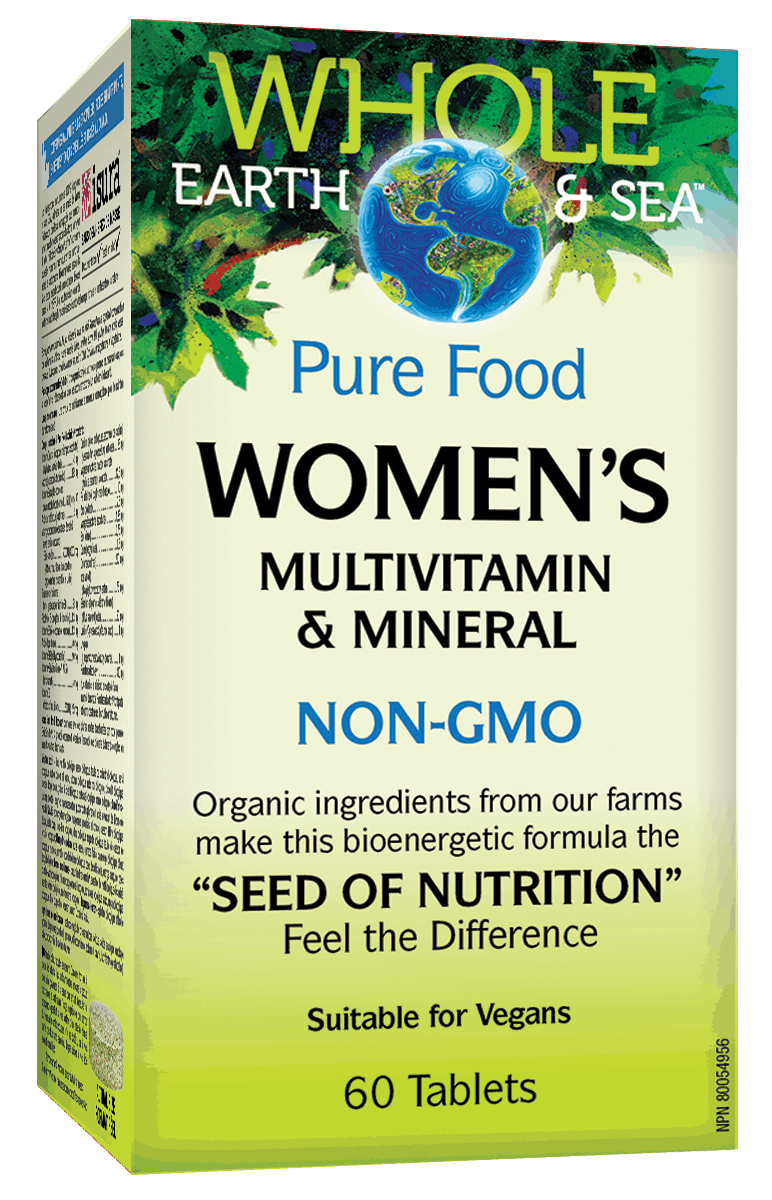 Box of Natural Factors Women's Multivitamin & Mineral 60 tablets, with organic and non-GMO ingredients, suitable for vegans.