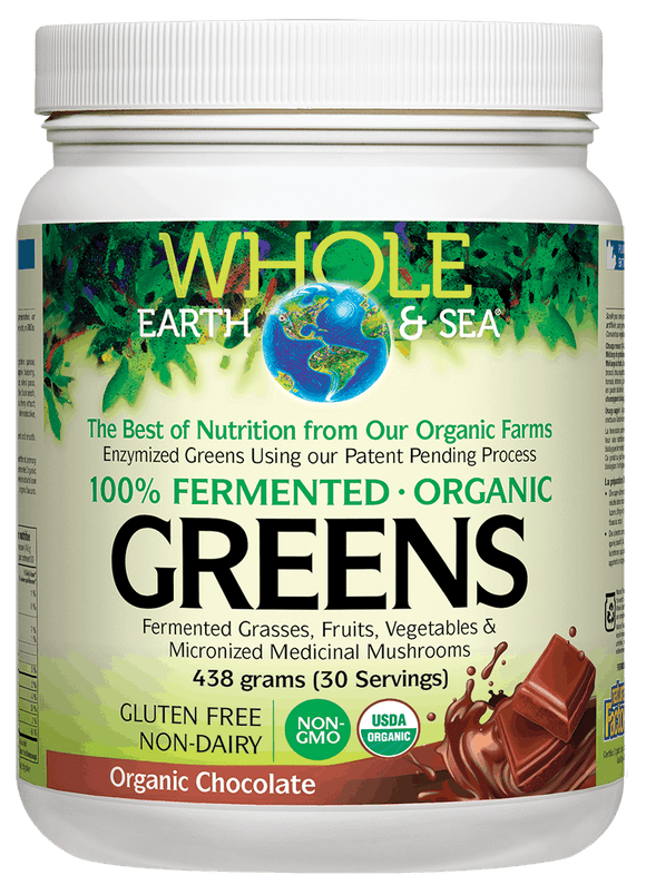 Whole Earth & Sea 發酵綠色有機營養粉，巧克力口味，438克
