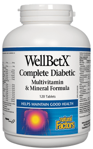 Natural Factors WellBetX&trade;  Complete Diabetic Multi Vitamin & Mineral Formula, 120 tabs