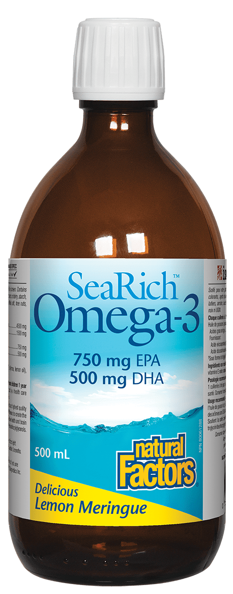 Natural Factors SeaRich Omega-3魚油 ,750毫克EPA+500毫克DHA，檸檬酥皮口味，500毫升