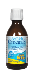 Natural Factors SeaRich Omega-3魚油 1500毫克 EPA/750毫克DHA, 檸檬酥皮口味， 200毫升