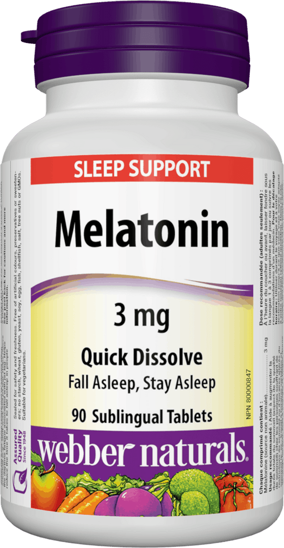 Webber Naturals Melatonin Easy Dissolve, 3 mg, 90 sublingual tabs