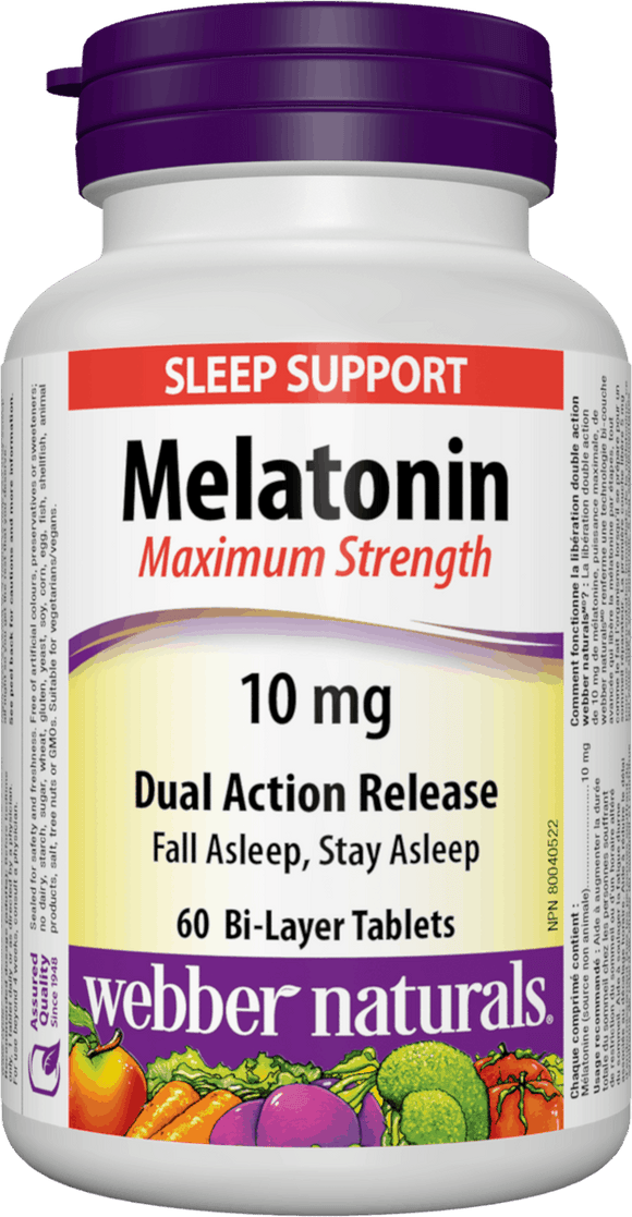 Webber Naturals Melatonin Maximum Str. 10 mg Dual Action Release 60's
