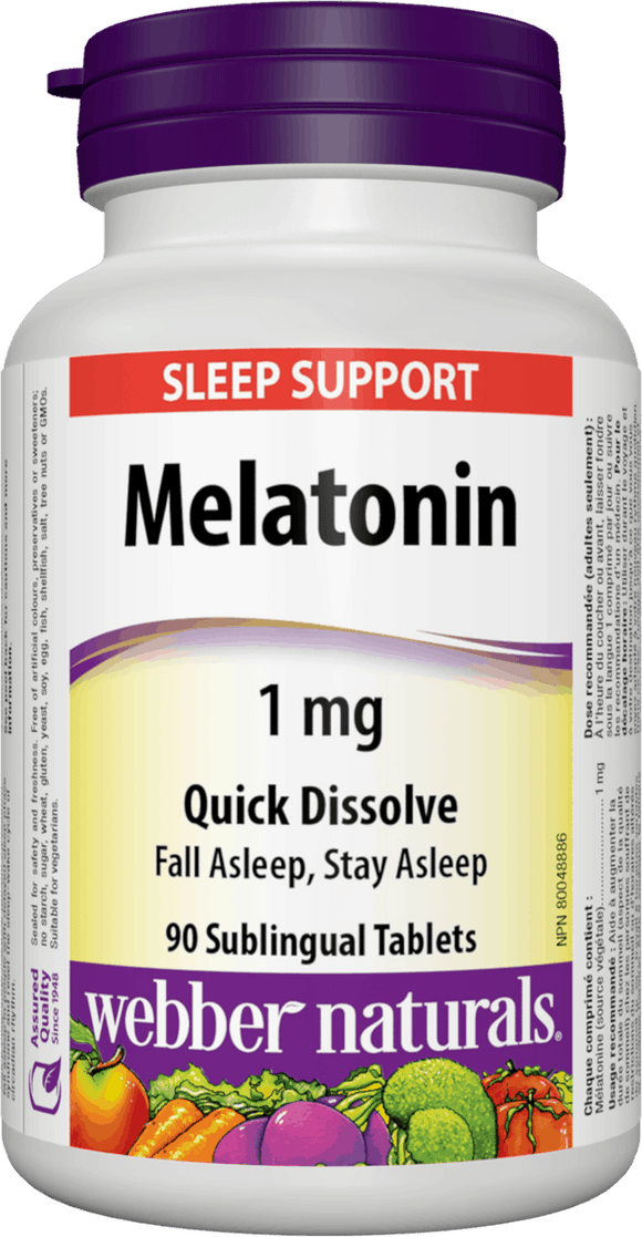 Webber Naturals Melatonin 1 mg Quick Dissolve 90 sublingual tablets