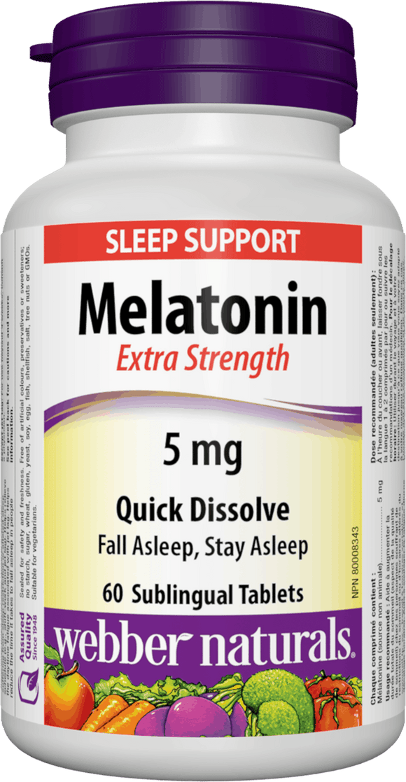 Webber Naturals Melatonin Easy Dissolve, 5 mg, 60 sublingual tabs