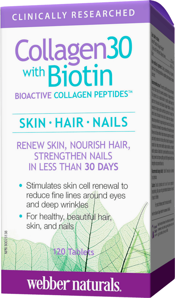 Webber Naturals Collagen 30 with Biotin Bioactive Collagen Peptides 120 tablets