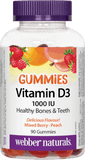 Webber Naturals Vitamin D3 Gummies 1000 IU - 90 gummies