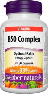 Webber Naturals B50 Complex 50mg of B Vitamins, 80caps