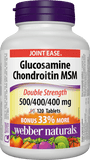 Webber Naturals Glucosamine Chondroitin MSM,500/400/400 mg Double Strength, 120 capsules Bonus Size