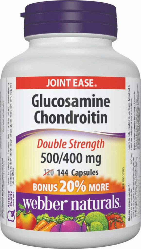 Webber Naturals Glucosamine and Chondroitin, 500/400 mg, 144 caps Bonus