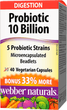 Webber Naturals Complete Probiotic, Multi Strain, Double Strength 10 billion active cells, 40caps