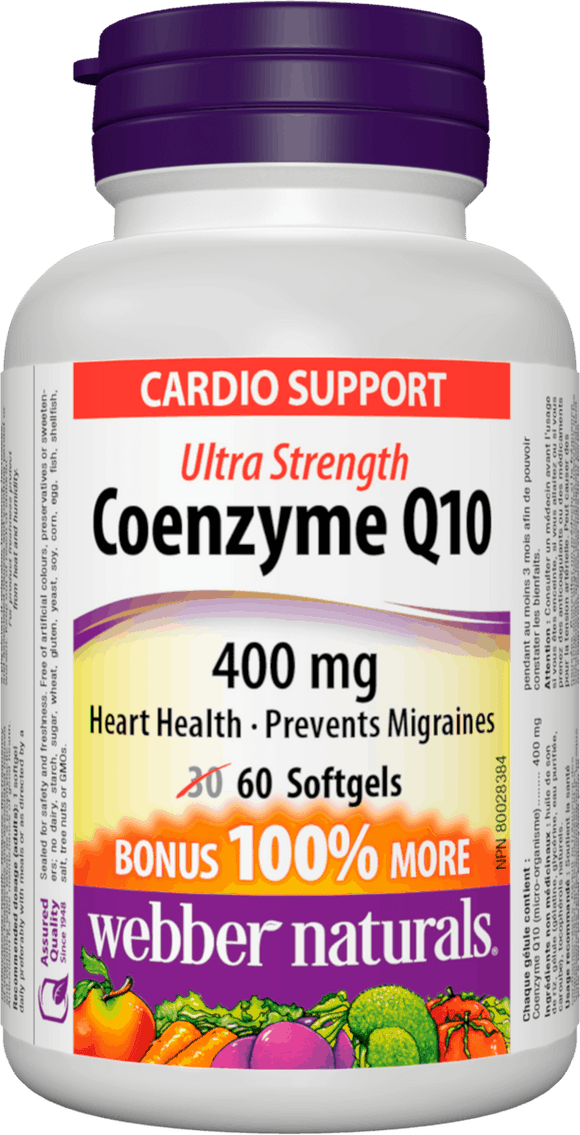 Webber Naturals Coenzyme Q10 Ultra Strength 400 mg BONUS, 30+30 softgels