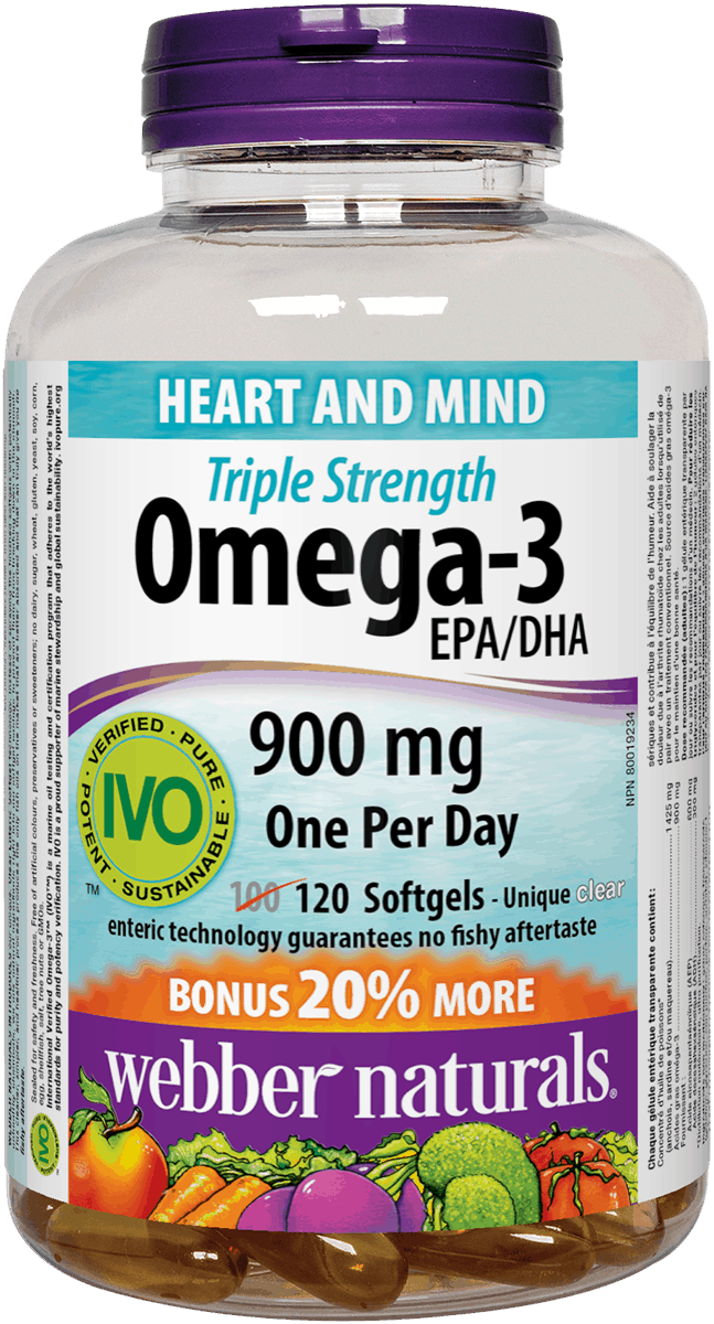 Webber Naturals 強效Omega-3 ,900毫克，優惠裝120粒
