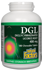 Natural Factors DGL Deglycyrrhizinated Licorice Root Extract, 180 tablets